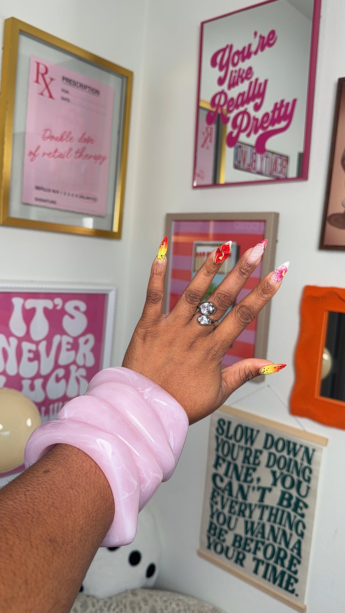 Pink Marble Resin Bracelets ( 2 PCS )