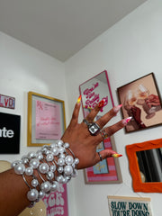 Silver Pearl Sphere Stack ( 6 Pcs )