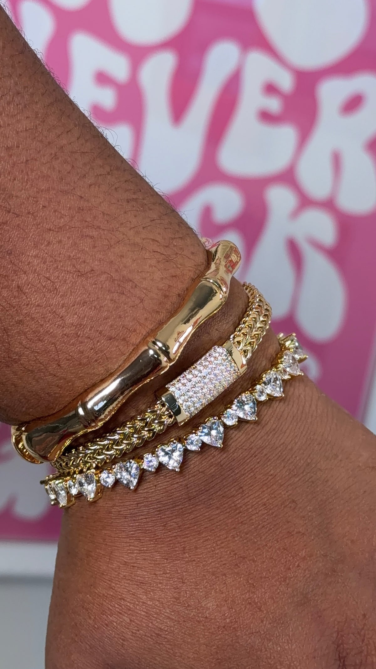 3 way love bracelet stack